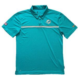 Nike Dri-FIT Miami Dolphins Polo Shirt Size S NFL On Field Teal Striped